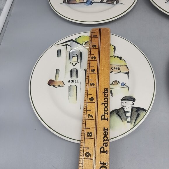 Rosanna Import Lunch Plates Set Of 4 Cafe Paris Made In Italy 8.5" Ceramic - Picture 5 of 5